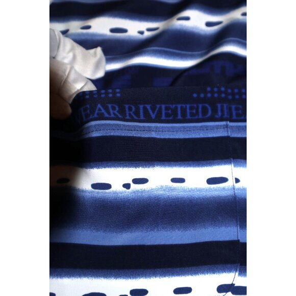 Southpole Striped Shirt Blue White Large Button-Down Retro Y2K Streetwear - Picture 8 of 11